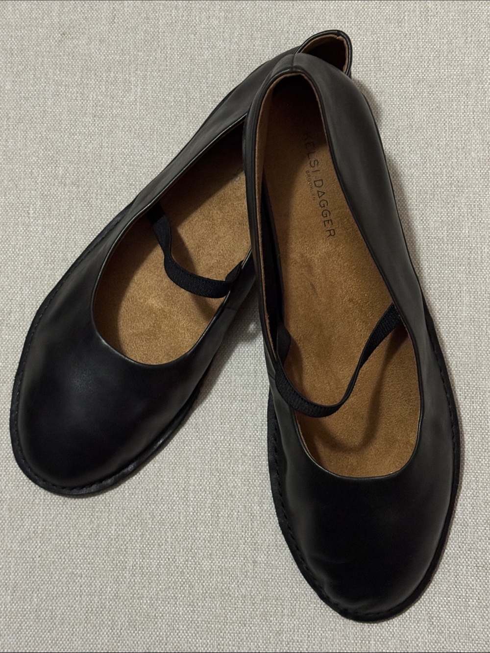 EUC Kelsi Dagger Brooklyn-Leather Harper Maryjane Flats-Black-11-Elastic Detail
